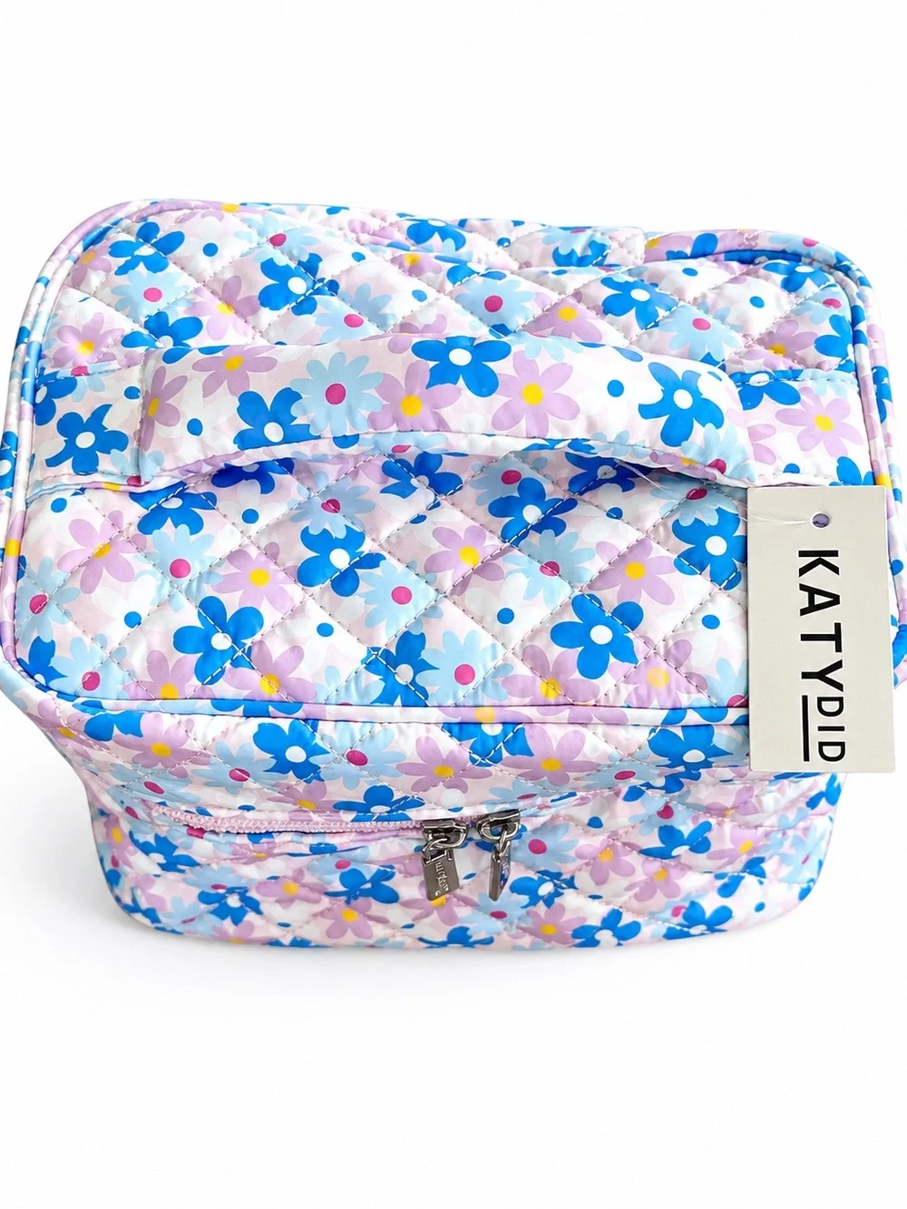 KATYDID Dainty Florals Pink Quilted Makeup Travel Bag NWT
